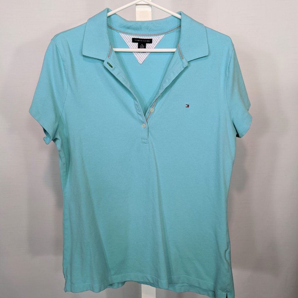 Tommy HIlfiger Aqua Polo Shirt - Picture 2 of 3